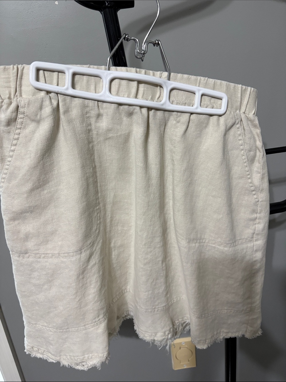 For Cynthia Off-White Linen-Blend Midi Skirt